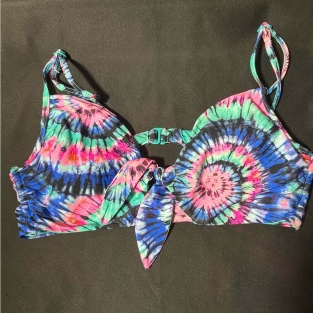 No Boundaries Tie-Dye Bikini Top - Pink, Blue, Green